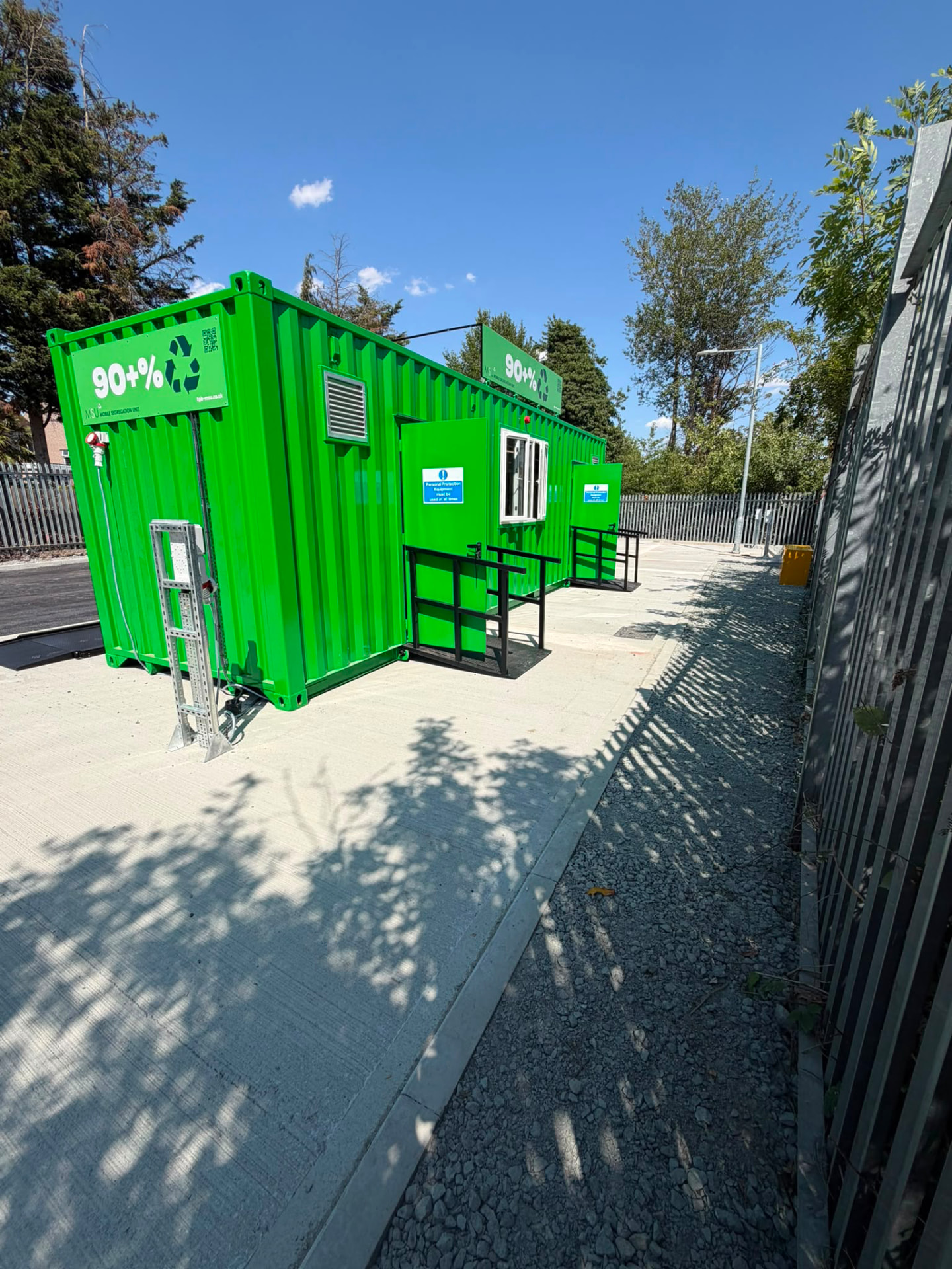 The Mobile Segregation Unit installed on a fenced compound with access platforms